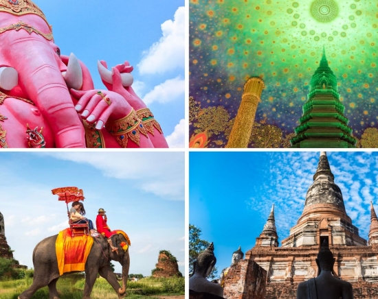 世界遺産アユタヤ+フォトジェニックツアー  ピンクガネーシャ（ワットサマーン）+ワットパクナム＜選べる3プラン/象乗り体験付きプランあり＞